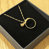 Collier bague rose Plaqué Or