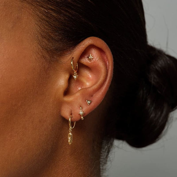 Boucle d'oreille géométrique Diamant or 9 Carats