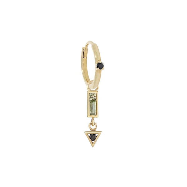 Boucle d'oreille Diamant Noir Emeraude Or 9 carats
